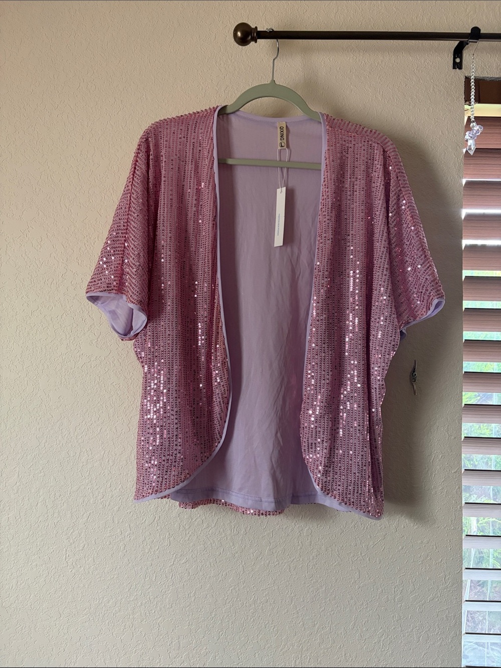 Pink Sequin Open Kimono
